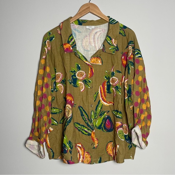 The Odells | Anthropologie | Linen Blend Kelley Top Fruit Tropical - Picture 1 of 6